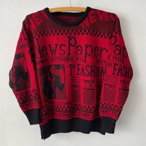 Vintage 80’s Fashion Newspaper Knit Sweater